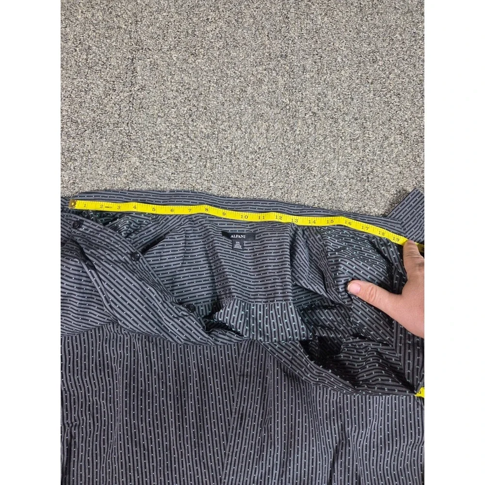 Alfini Mens Casual Short‎ Sleeve Shirt XXL Black & Gray Stripe